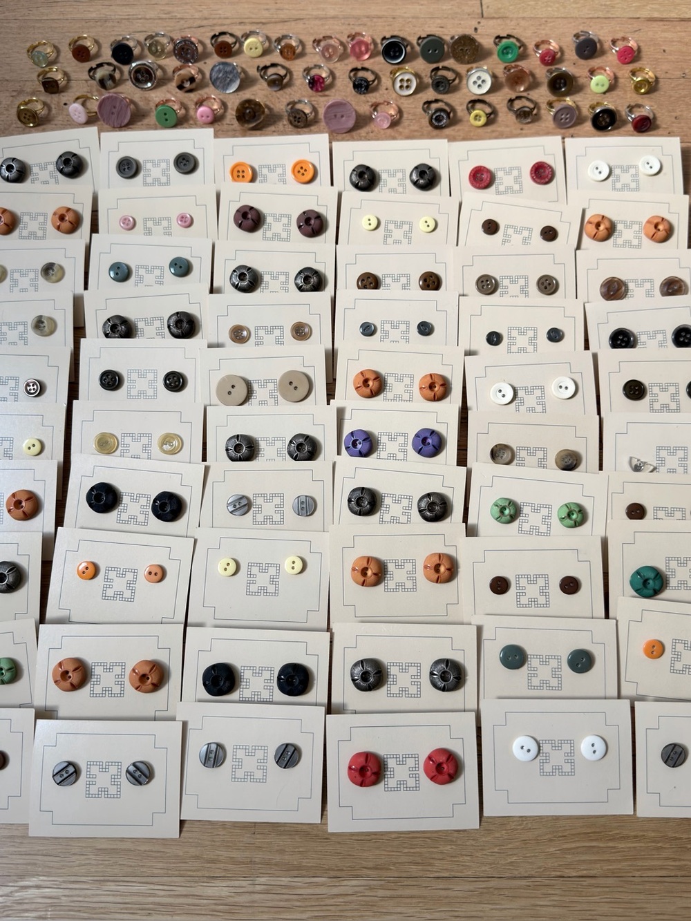 Handmade Upcycled Button Rings and Earrings Wholesale Batch - Over 100!